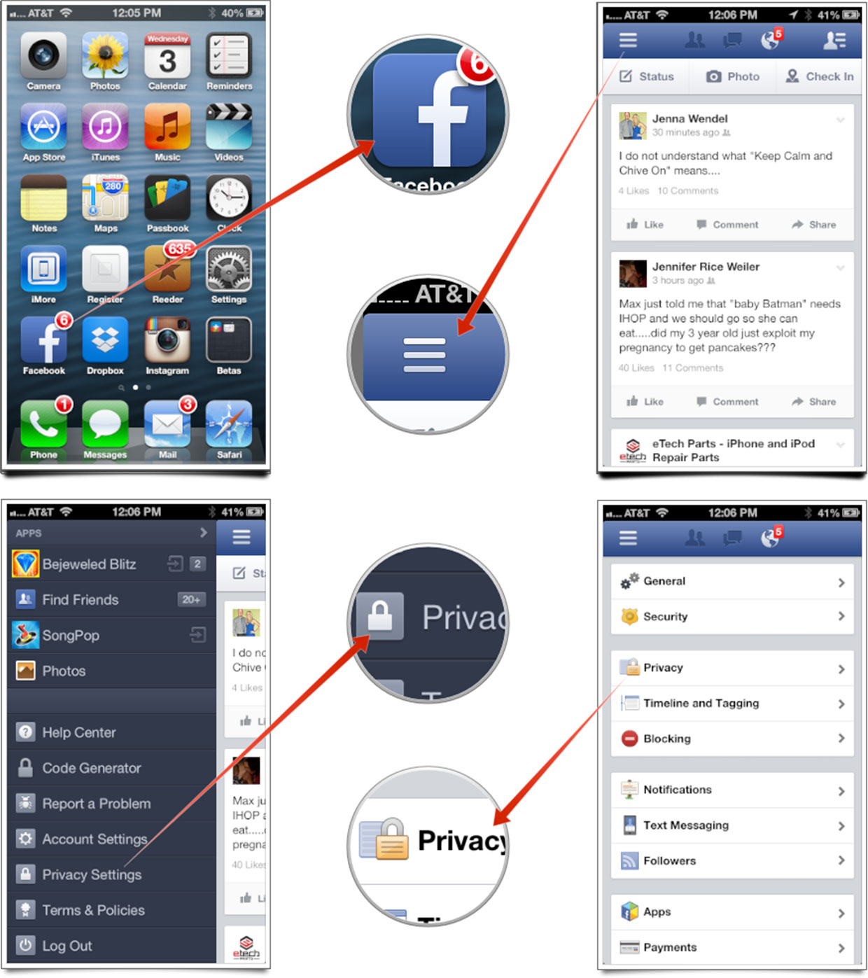 Edit privacy on your iOS Facebook App