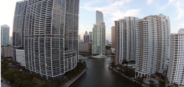 Shooting down the Miami River in Brickell.
